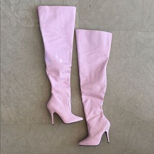 Pleaser Light Pink Over-the-Knee Boots